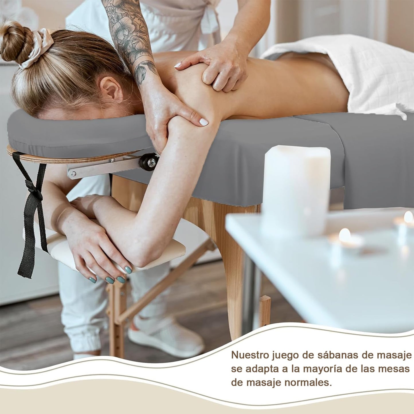 Juego de Sábanas de Masaje de Microfibra Antiarrugas para Salón Spa Blanca