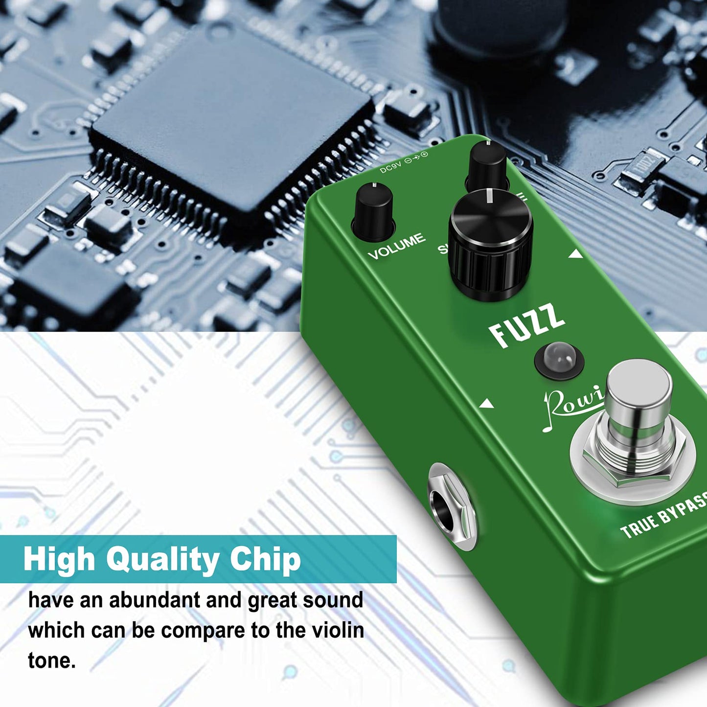 Rowin - Fuzz - Pedal analógico para guitarra eléctrica/bajo, True Bypass - LEF-306