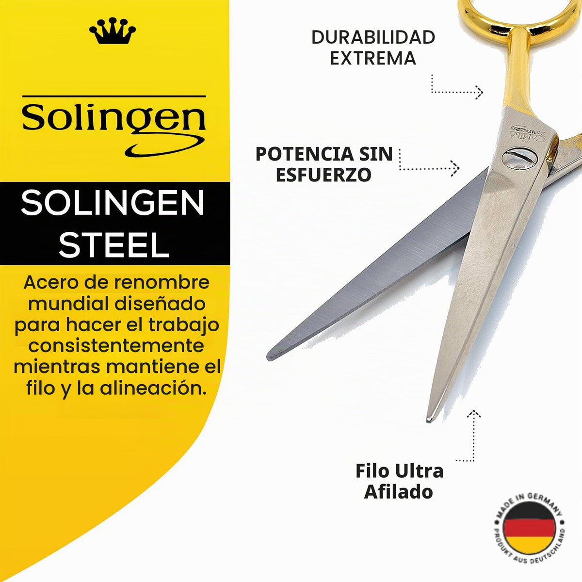 Camila Solingen CS07 5" Gold Plated Professional Barber Shears