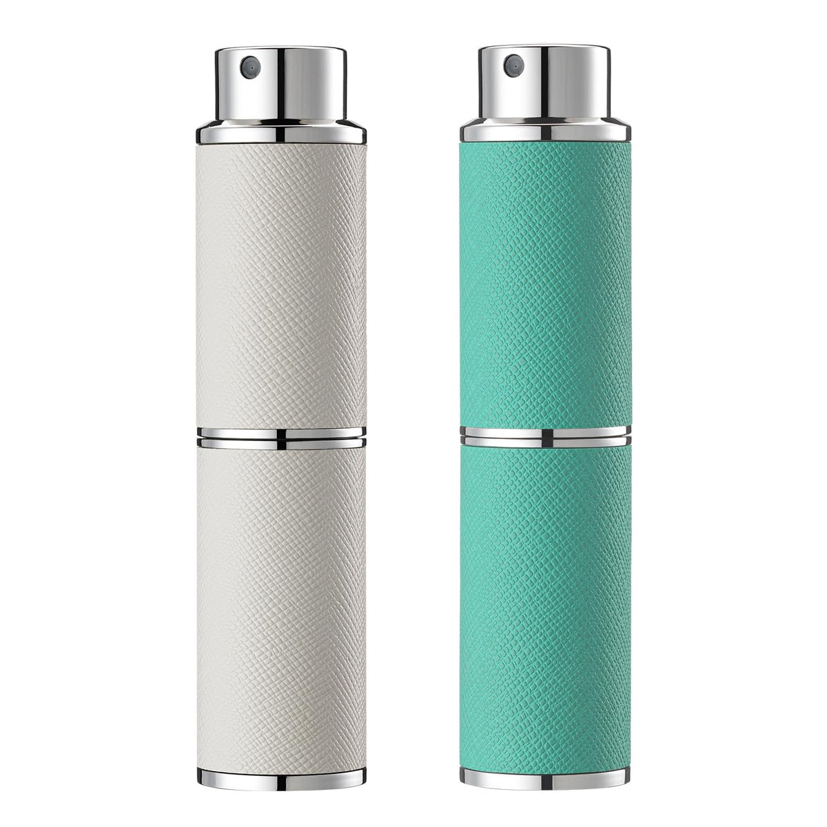 owlyee - 2 atomizadores de perfume, 8 ml, pulverizador de colonia vacía de piel, mini botella de perfume para viajes (blanco, verde)