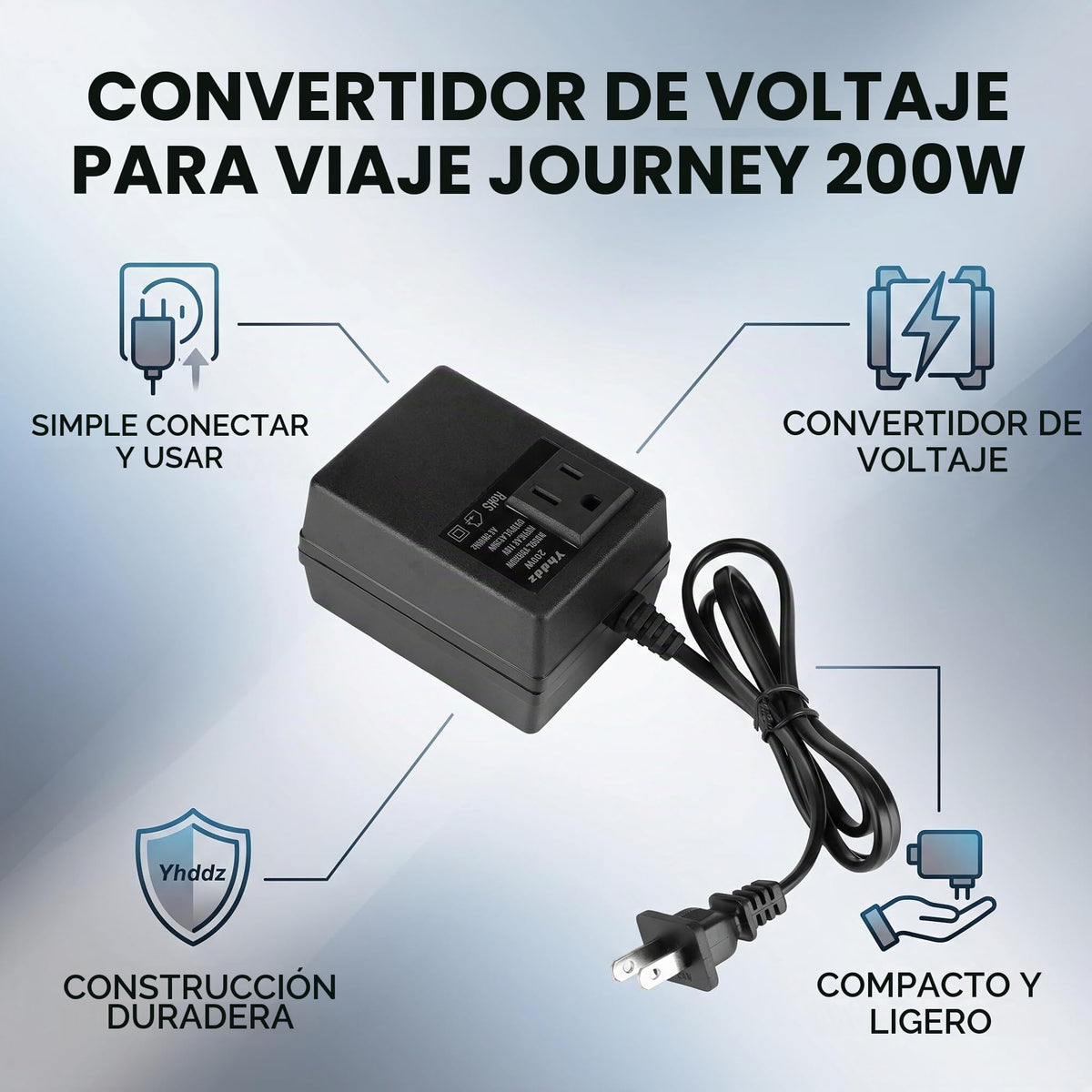 Convertidor de Voltaje 200W Universal 110V a 220V Europa México para Portátil Secador
