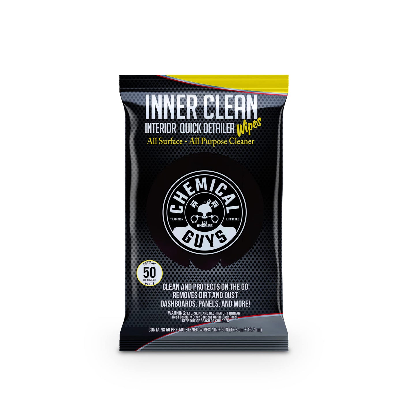 Chemical Guys Paquete Mega 50 Toallitas Detalladoras y Protectoras InnerClean Interior de, seguras para coches, camiones, todoterrenos, motocicletas, vehículos recreativos y más, (50 uds.)