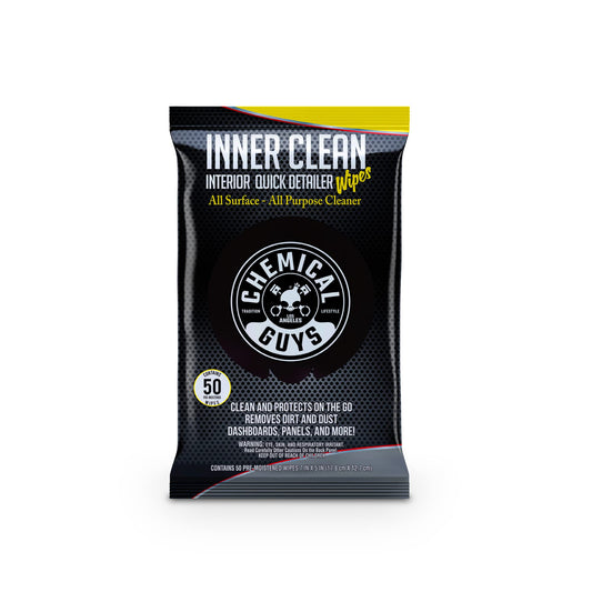 Chemical Guys Paquete Mega 50 Toallitas Detalladoras y Protectoras InnerClean Interior de, seguras para coches, camiones, todoterrenos, motocicletas, vehículos recreativos y más, (50 uds.)
