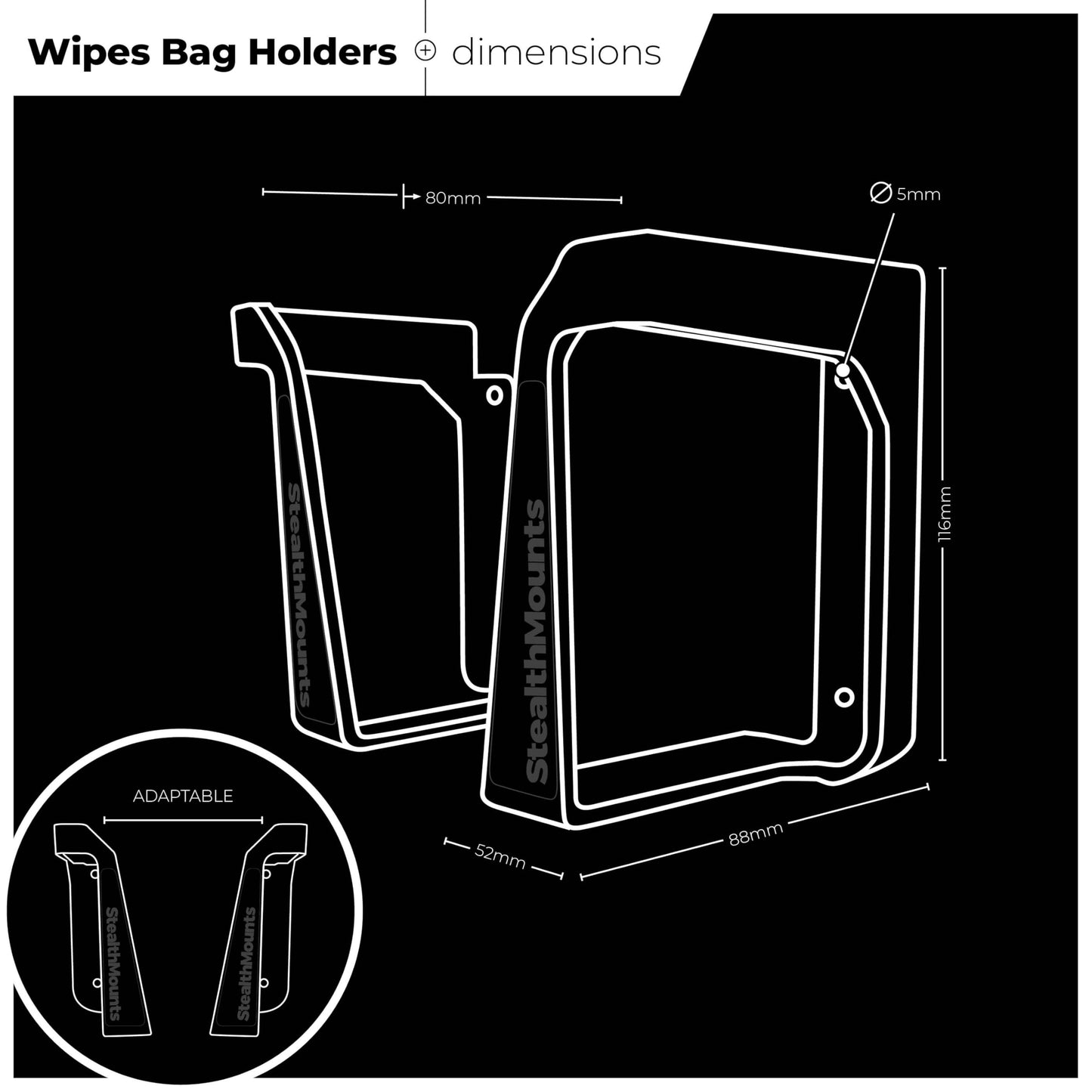 StealthMounts - 1 paquete de dispensadores de toallitas para montaje en pared y estantes de almacenamiento para talleres, garajes y estaciones de limpieza, fabricado en el Reino Unido