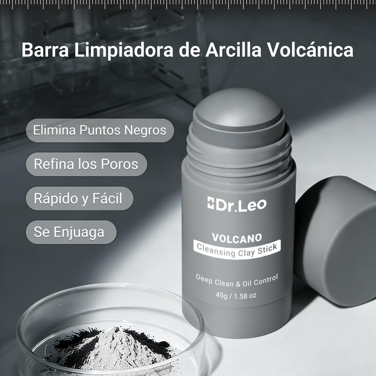 Dr.Leo Mascarilla de Arcilla en Barra, Limpia Poros y Puntos Negros, 45g