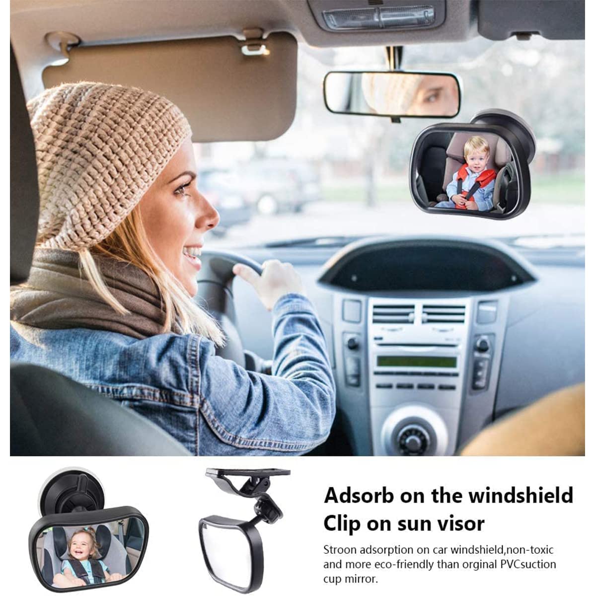 Espejo Retrovisor de Auto para Bebé - Espejos para Asientos Traseros de Bebes de 360° Giratorio, Espejo de Observación de Carro para Bébés, Espejo de Seguridad de Coche para Niñas y Niños