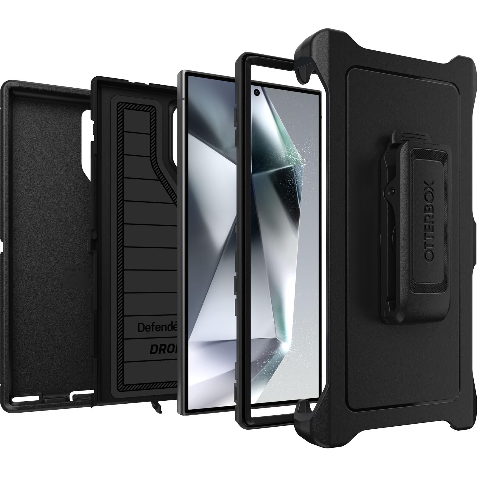 Funda Samsung Galaxy S24 Ultra Otterbox Negra Defender Series Pro Resistente y Duradera con Protección de Puerto y Soporte de Clip