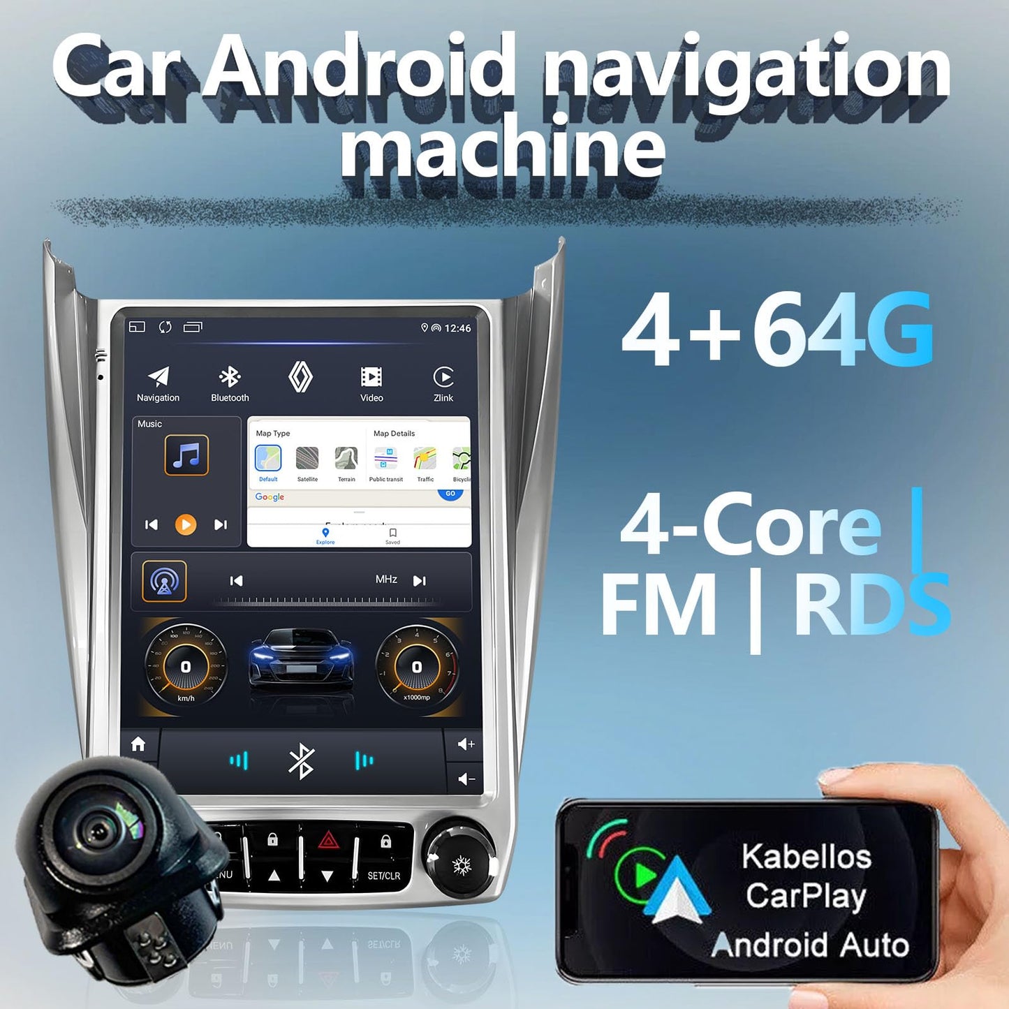 Estéreo de coche Android 12, pantalla táctil HD de 10.1 pulgadas, radio de navegación GPS WiFi con cámara de respaldo para Chevrolet Equinox, GMC Terrain 2012-2017 (2+32G con bloqueo)