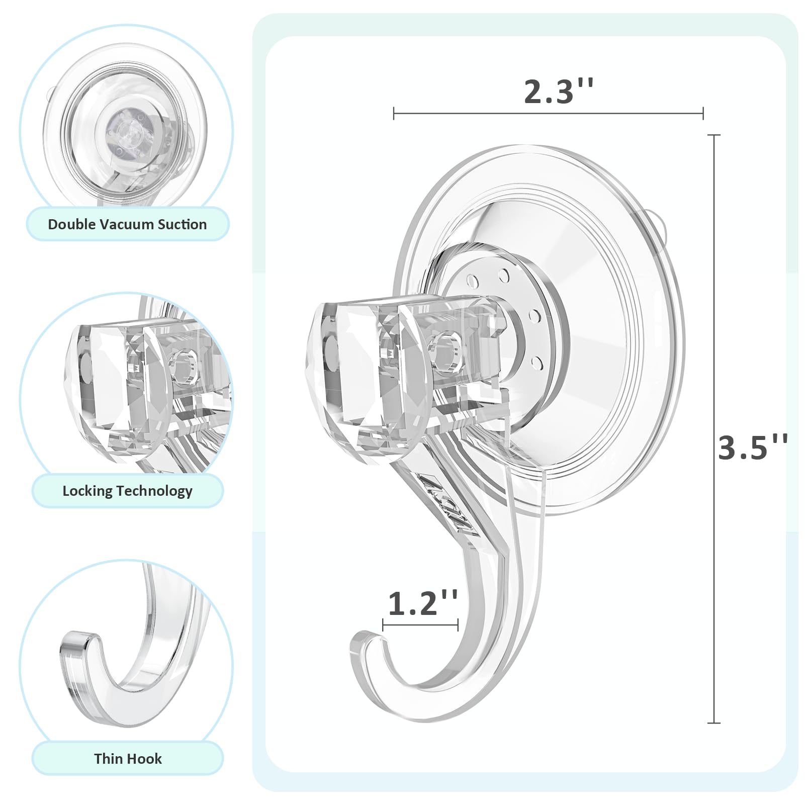 Ganchos de Ventosa VIS'V Transparentes Resistentes y Reutilizables en Set de 6 Unidades