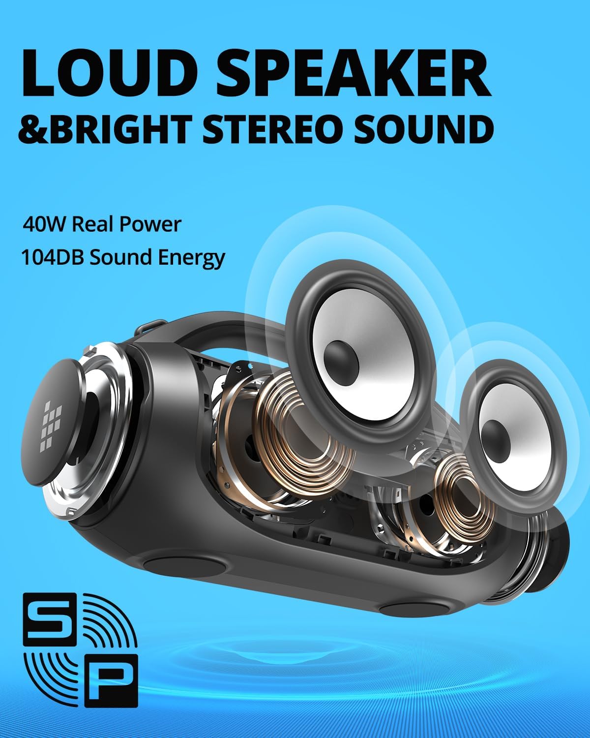 Tronsmart Bang SE Bocina Bluetooth 5.3 40W para Fiestas Luz RGB, IPX6, SoundPulse, Sonido Envolvente Correa para Transportar