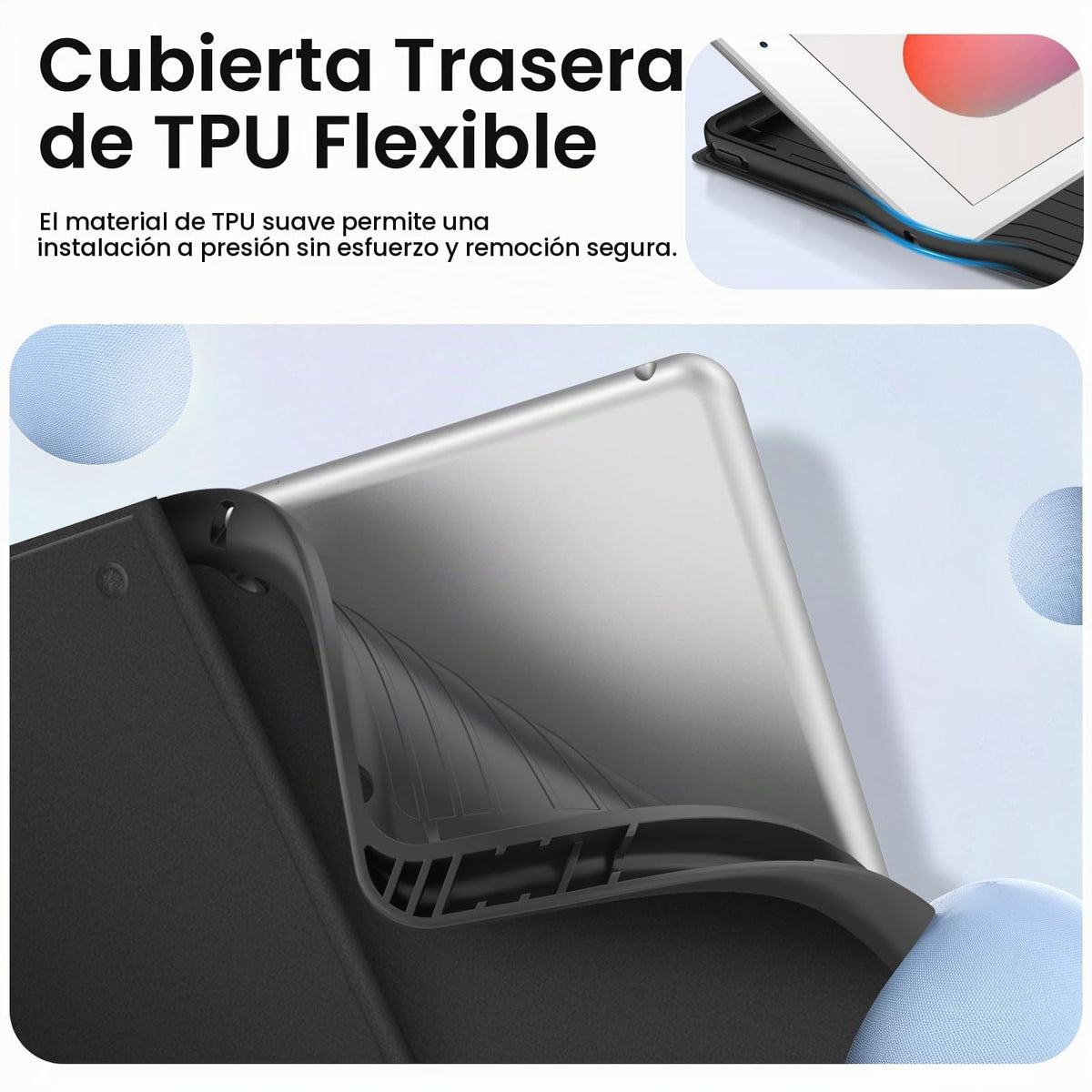 Funda con Teclado Fintie Negro con Carcasa de TPU y Soporte para Pencil para iPad 9.ª, 8.ª y 7.ª Generación