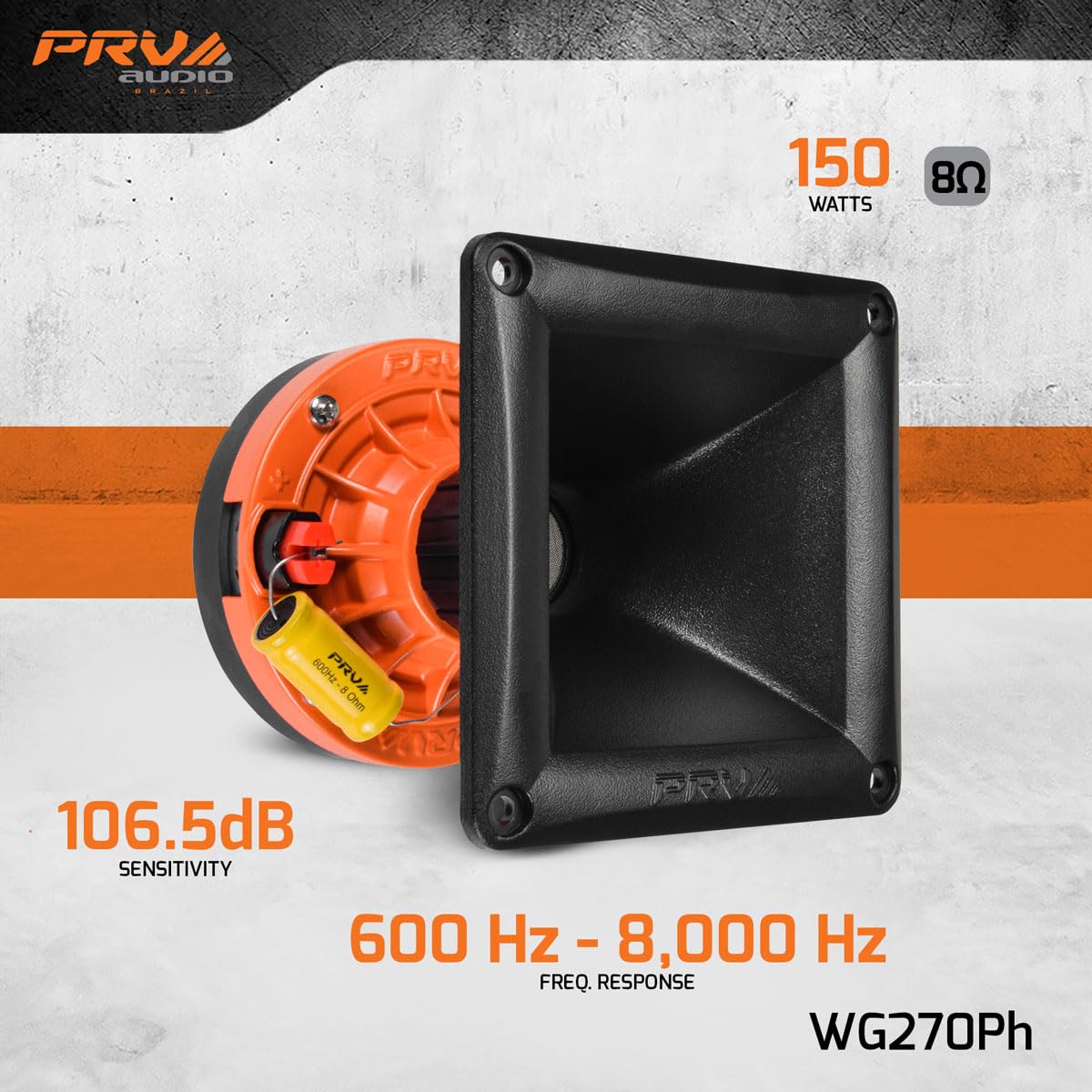 Controlador de Compresión PRV Audio WG270Ph Salida 1 Pulgada 75 Vatios RMS 106.5dB Tweeter Combo Bocina para Audio de Coche