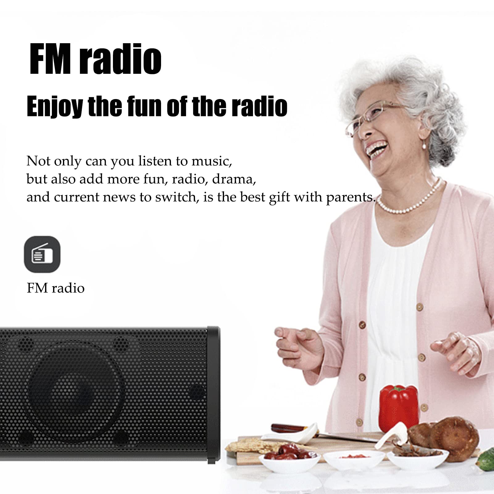 Ciglow Barra de Sonido de TV, Barra de Sonido Bluetooth Soporte de Altavoz inalámbrico Recargable Tarjeta TF Radio FM Altavoz inalámbrico de Sonido Envolvente para Cine en casa con Sonido Grave
