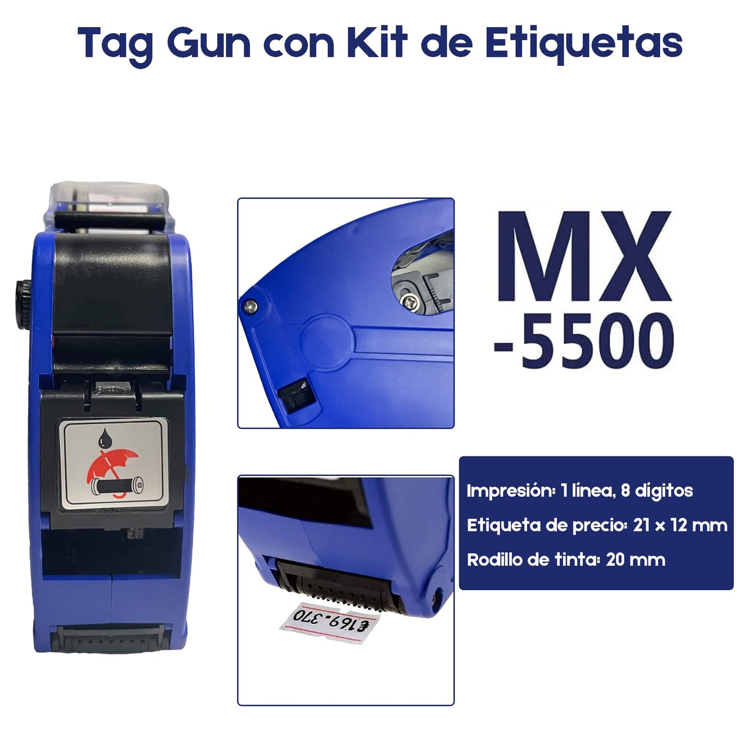 YOU ER MEI Etiquetadora Marca Precios con Cartuchos de Tinta 10 Hojas de Etiquetas de Precios para Oficina Tienda Minorista Tienda de Comestibles