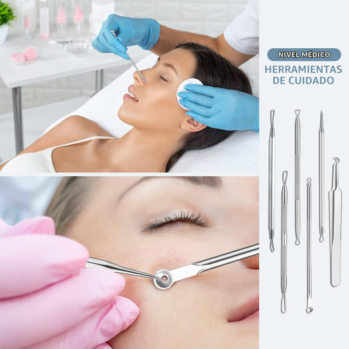 JPNK Blackhead Remover Tools 6 PCS with a Leather bag