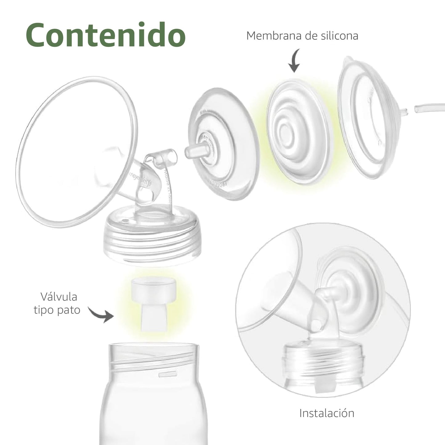 Piezas de repuesto Maymom compatibles con Spectra S1, S2 y Synergy Gold. No son piezas originales de Spectra S2. Reemplazo de válvula tipo pico de pato y membrana de silicona, 6 piezas (blanco).