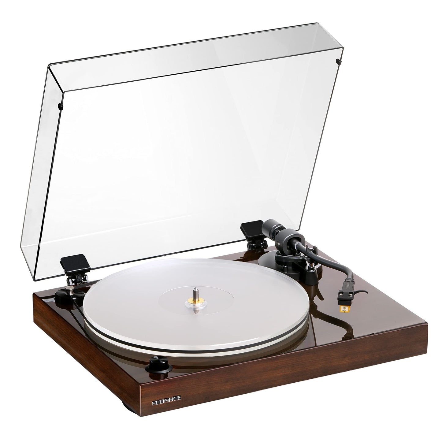Fluance RT85N Tocadiscos de Vinilo de Referencia de Alta Fidelidad Reproductor de Discos con Cartucho Nagaoka MP-110, Plato Acrílico, Motor de Control de Velocidad, Plinto de Madera MDF de Alta Masa