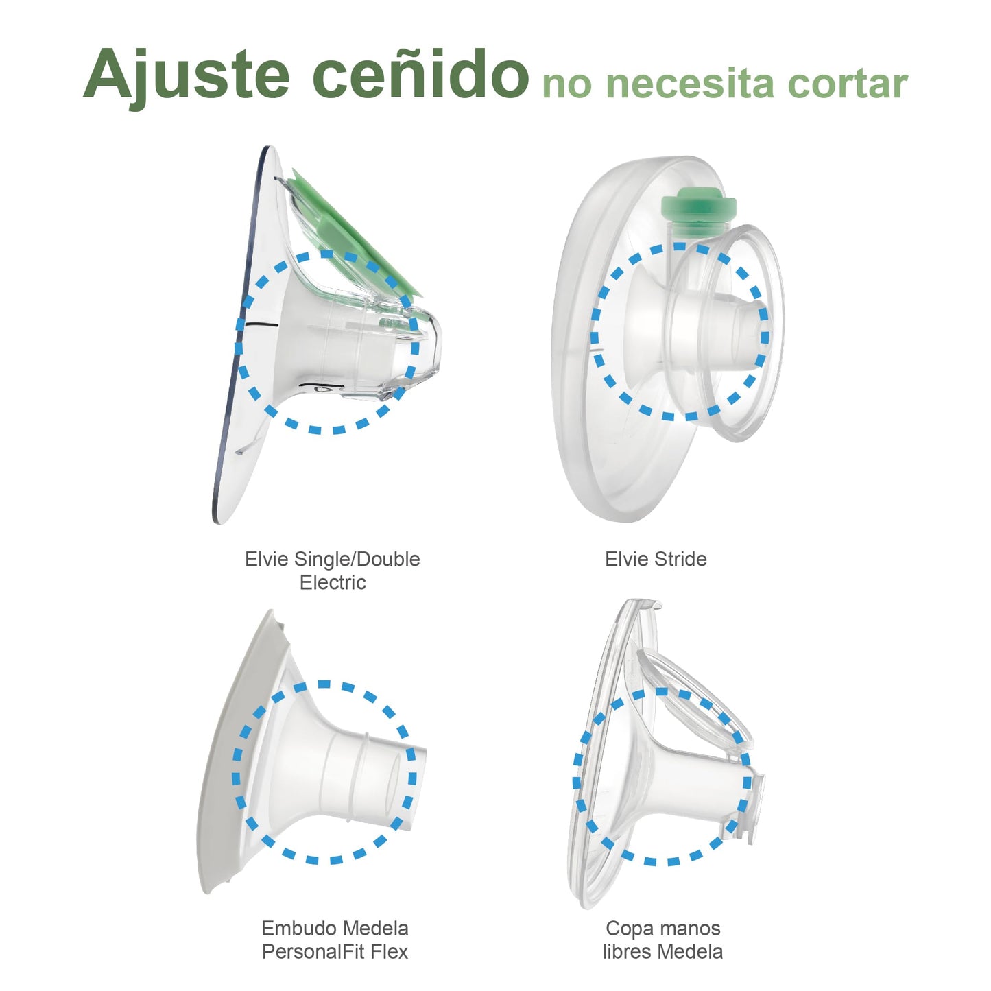 Inserto de embudo Maymom de 15 y 17 mm compatible con Elvie Single/Double Electric y copa portátil Stride de 24 mm. No es una pieza de repuesto original.