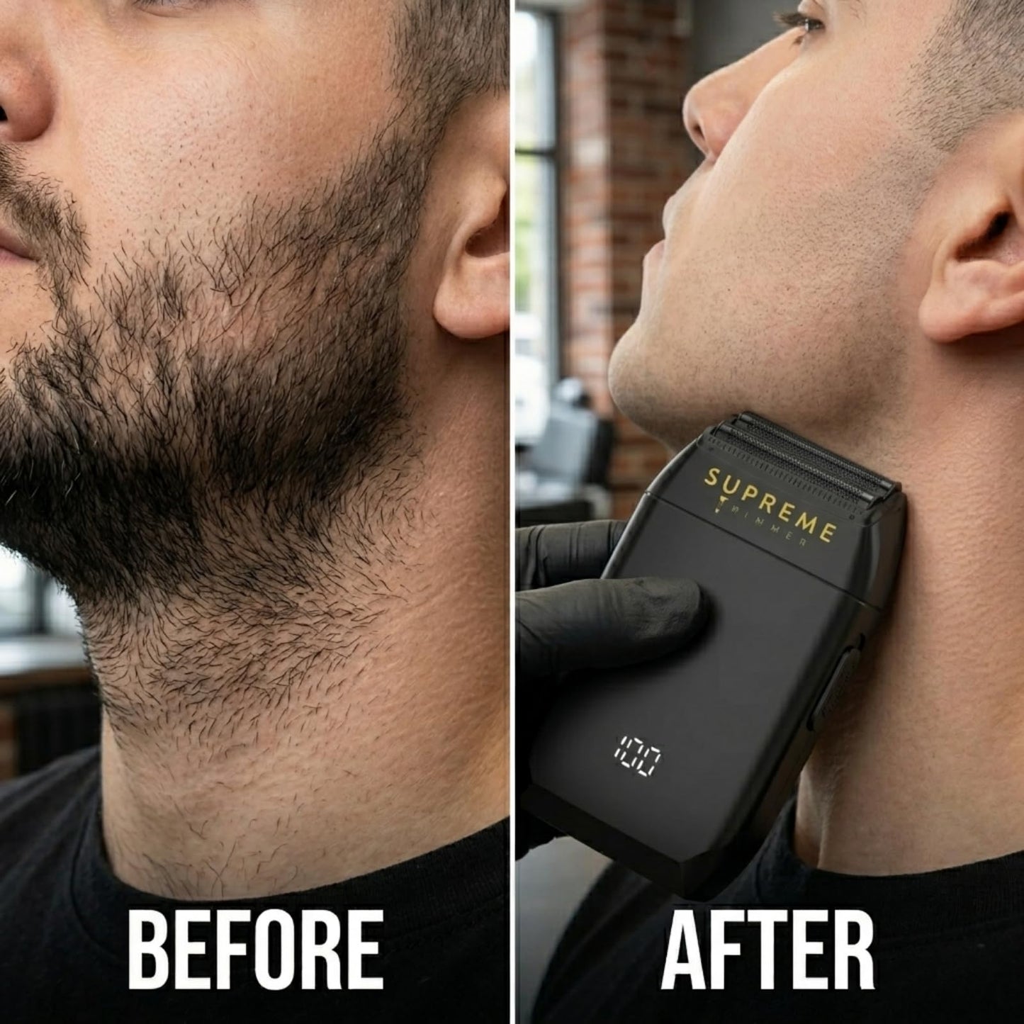 SUPREME TRIMMER STF602 Pro - Afeitadora eléctrica para hombre, afeitadora húmeda/seca, para barbero, color negro, crujiente