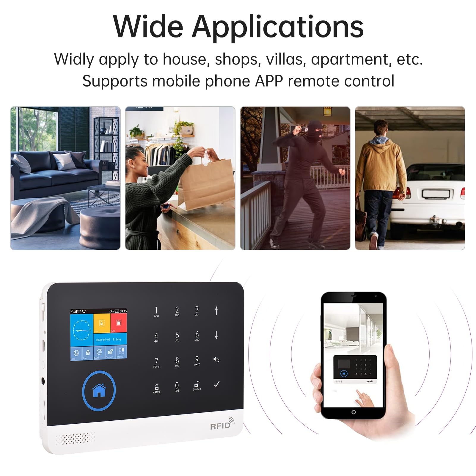 Feiniao Sistema de Alarma para Casa WiFi gsm Pantalla TFT de 2.4 Pulgadas, Kit de Sistema de Seguridad Hogar, Alarma Antirrobo Inalámbrico con Sensores de Puertas y Ventanas Sensor de Movimiento PIR