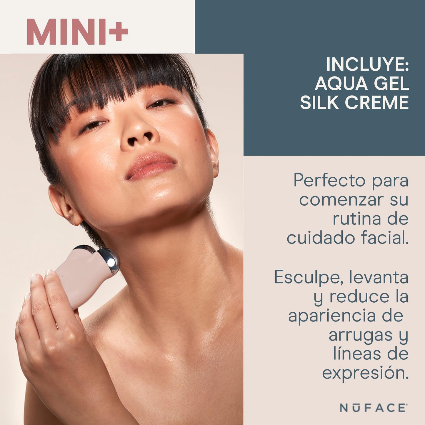 NUFACE | Skin Care Mujer Kit de Inicio MINI+ | Dispositivo Portátil Microcorriente Facial Rosa + 2 Serum y Brocha | Gel Conductor Hidratante Facial con Acido Hialuronico | Skincare Kit