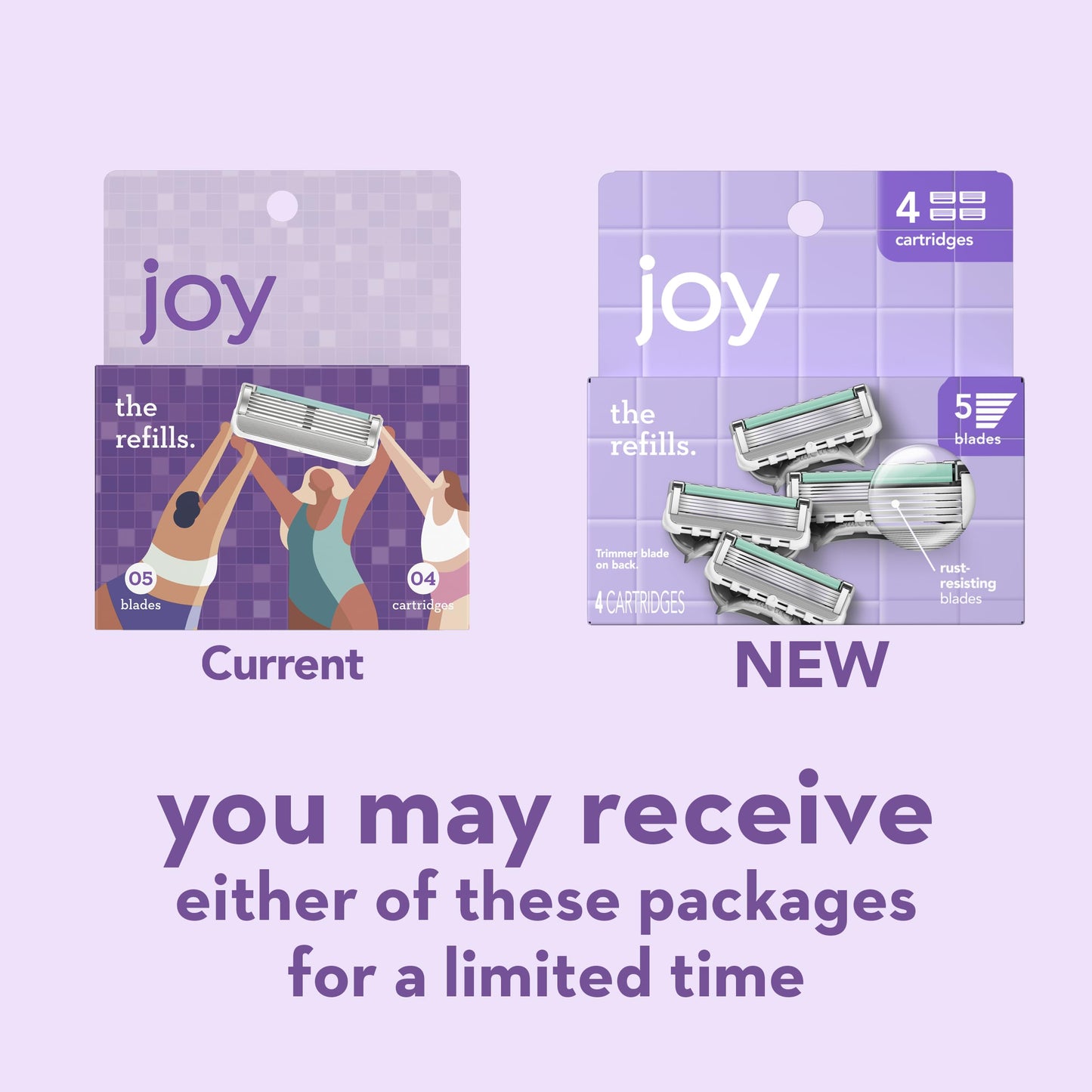 Joy Five Bladed - Recambios de cuchillas de afeitar para mujer, 4 unidades