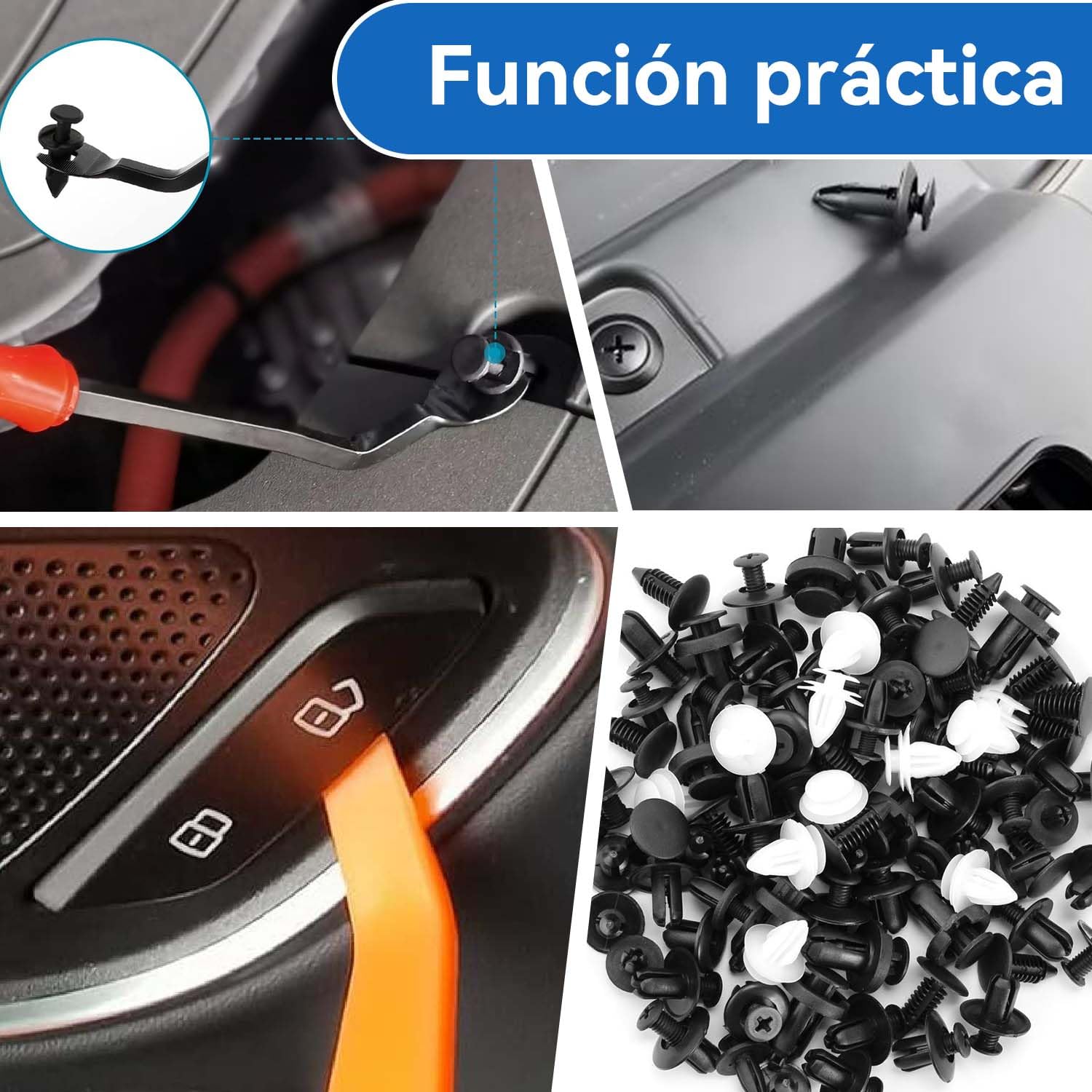 Grapas Automotrices Universal Nylon, 26 Tamaños Plasticos Sujetadores para Parachoques Chrysler, Nissan, Toyota, BMW, Maz, Honda