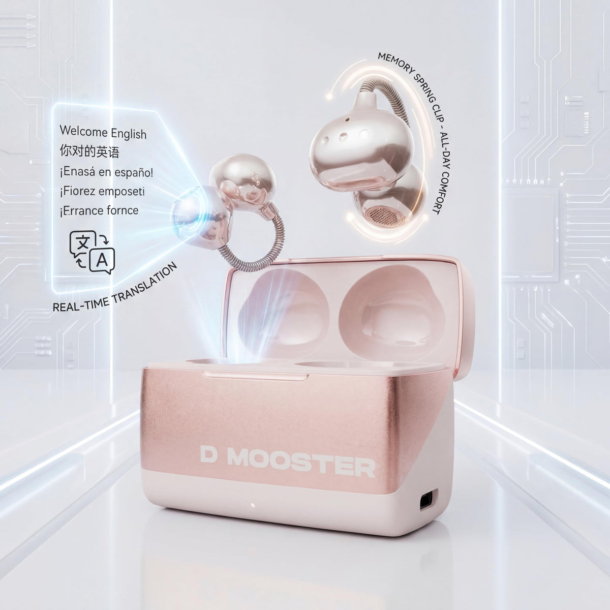 Auriculares Inalámbricos KERHAND Rosa Clip Oído Abierto