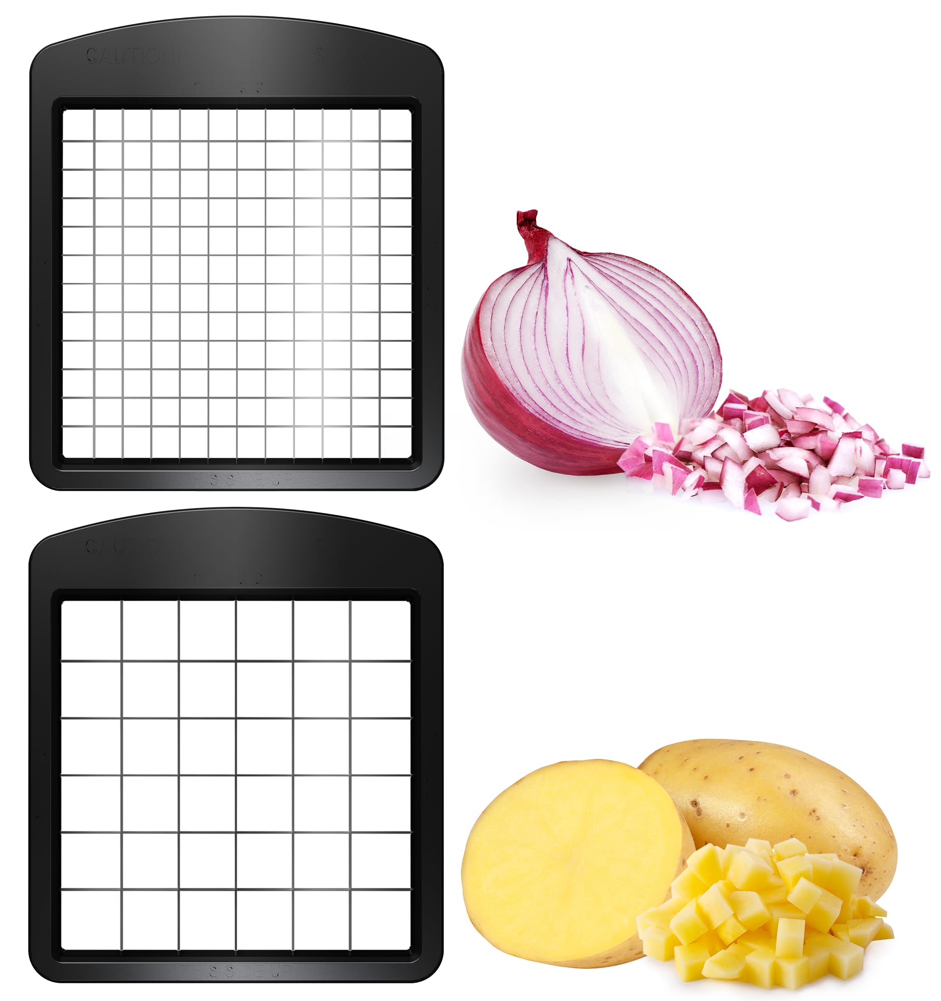 Fullstar - Juego de 2 piezas de repuesto para picador de verduras, dados grandes para papas, manzanas, peras y dados pequeños para cebollas, tomates (3.9 x 4.4 pulgadas)
