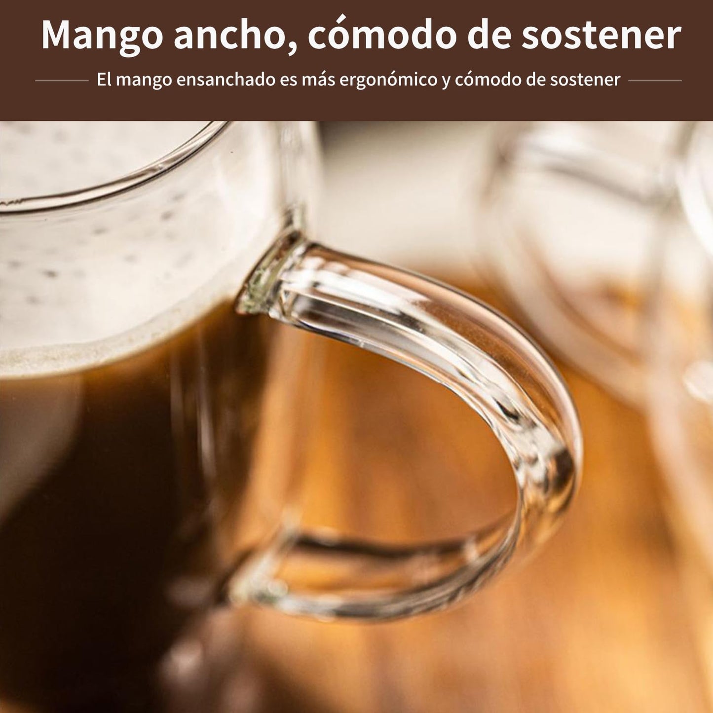 LINGLUCKY Tazas de Café de Cristal de Doble pared con Asa, 2 piezas Vasos de Café Espresso de Vidrio de Café Aislado, Tazas de Café con Leche para Cappucchino Espresso Té Café