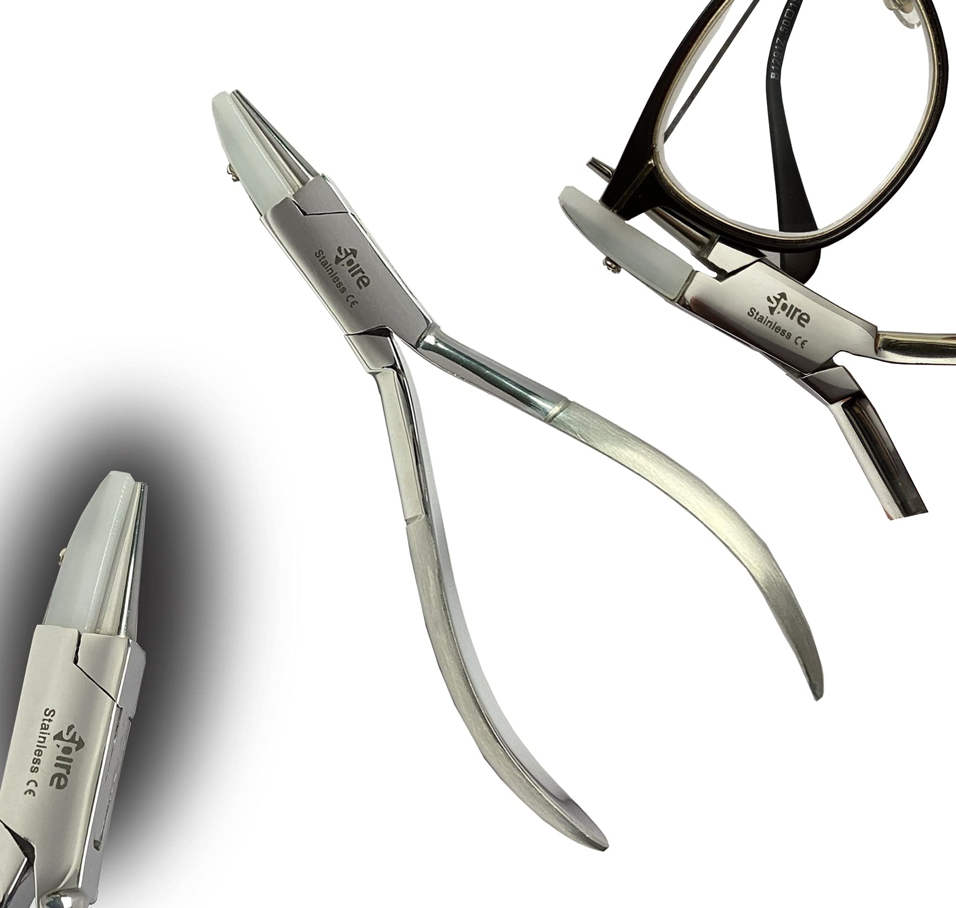 Spire Tools ® - Juego de alicates ópticos de punta redonda y plana de nailon, alicates de mandíbula para joyas (6 mm 11 mm, juego) kit de reparación de gafas