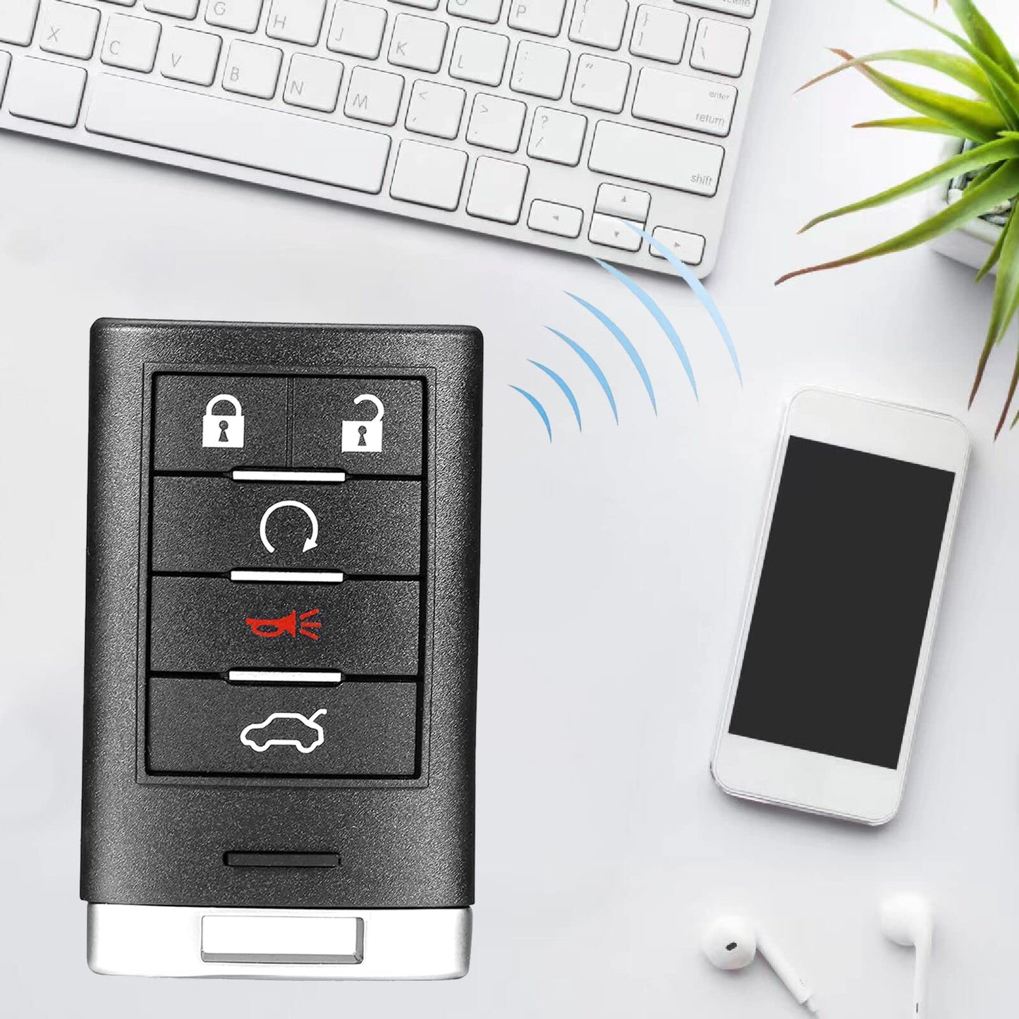 Llavero de coche con control remoto de entrada sin llave, compatible con Cadillac CTS 2008-2015 Cadillac STS 2008 2009 2010 2011 FCC ID: M3N5WY777A 315MHz (paquete de 1)