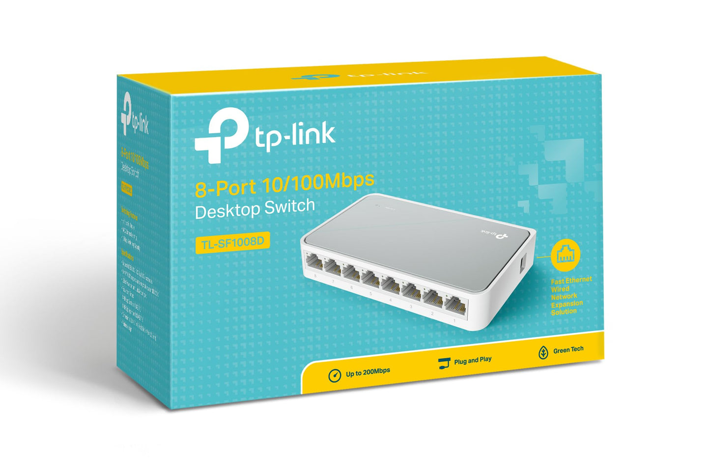 TP-Link 8 Port Fast Ethernet Switch, Desktop Ethernet Splitter, Ethernet Hub, Plug and Play, Fanless Quite, Unmanaged TL-SF1008D, 0