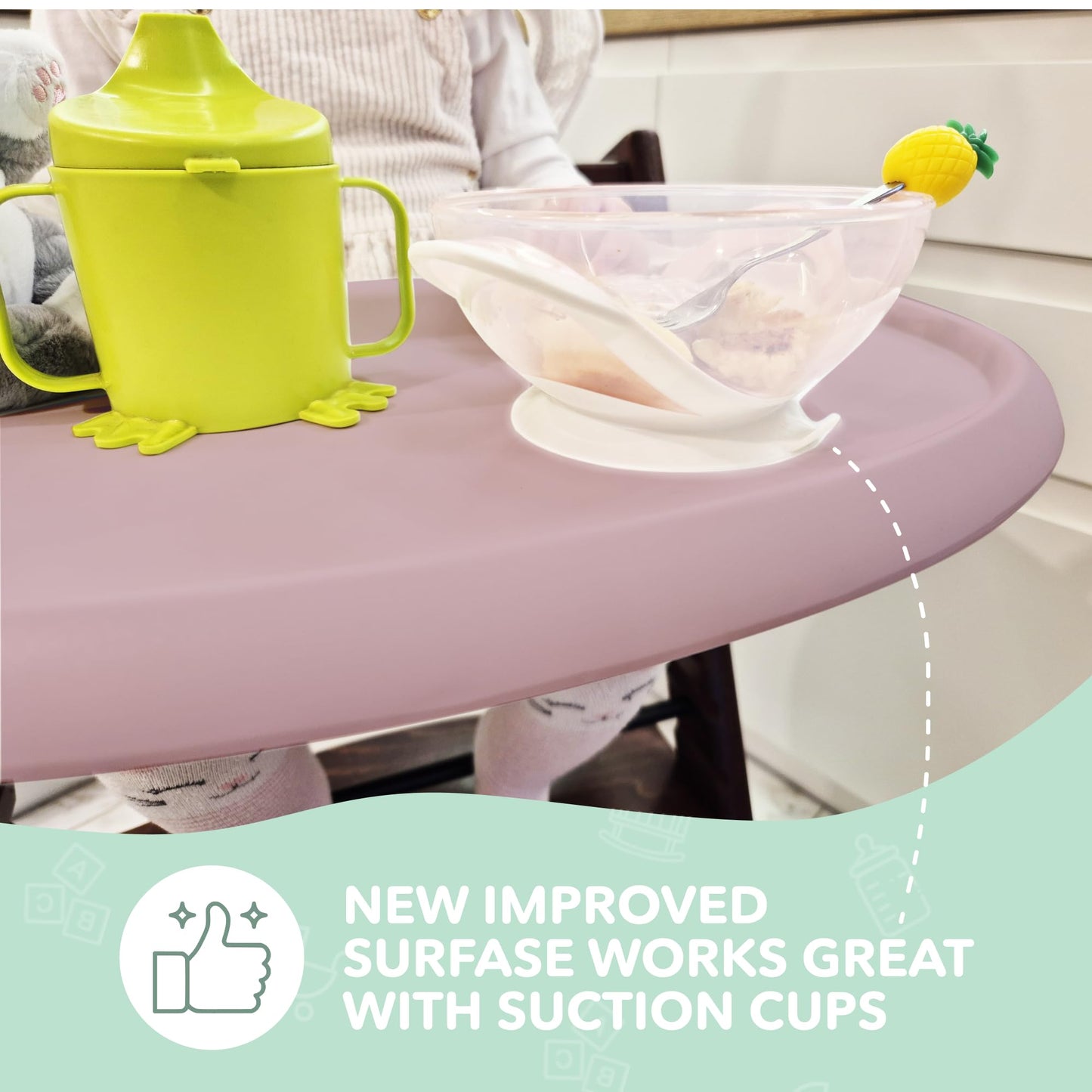 Bandeja para silla alta compatible con silla Stokke Trip Trap, diseño curvado ergonómico, rosa polvoriento brillante, sin BPA, fácil de montar