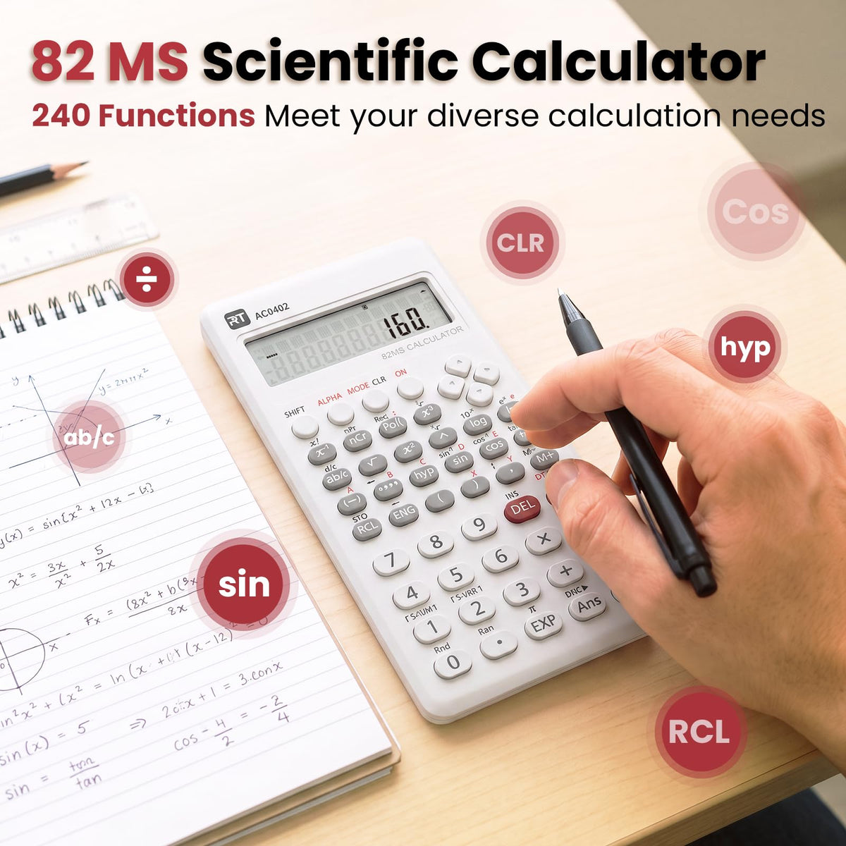 Calculadora Científica 82MS Negro Computadora 240 Funciones