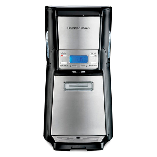 Hamilton Beach 48465 Brewstation - Cafetera Programable, Dispensador a Una Mano, Plata y Negro, 12 tazas