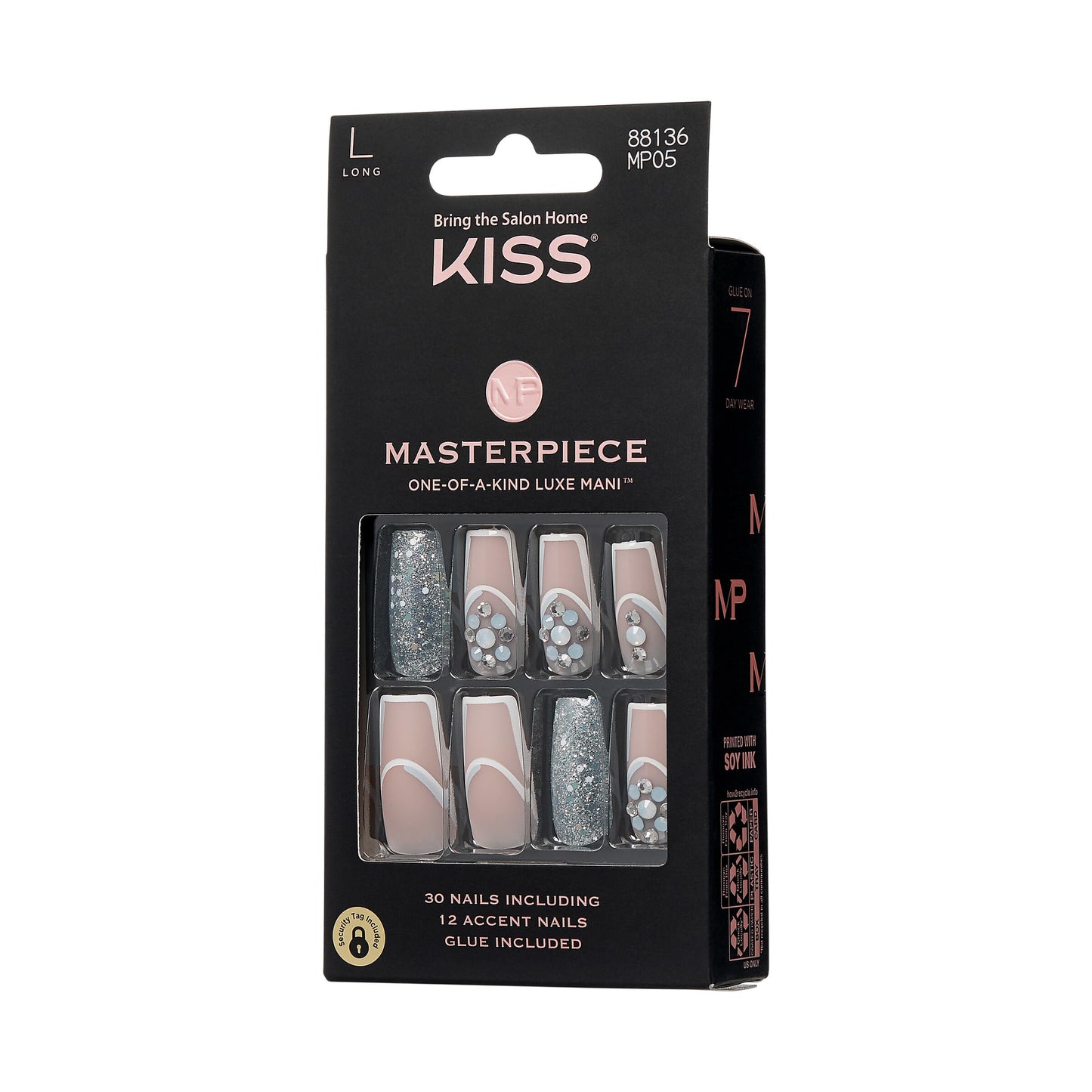 Kiss Obra Maestra Única En Su Tipo: Manicura De Lujo, Larga Y Cuadrada, Solo Para Miembros, Resistente Al Agua, Duradera, Flexible, Sin Daños, Arte De Uñas Moderno Solo Miembros 1 Unidad (Paquete D