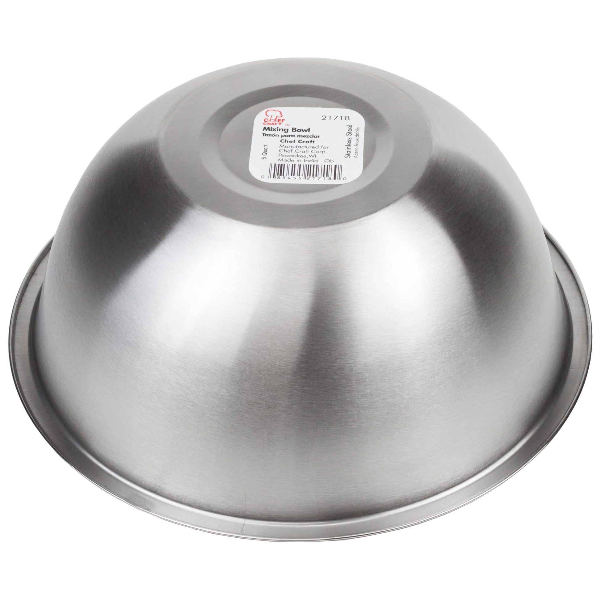 Chef Craft - tazón para mezclar cepillado, 5 cuartos de galón, acero inoxidable