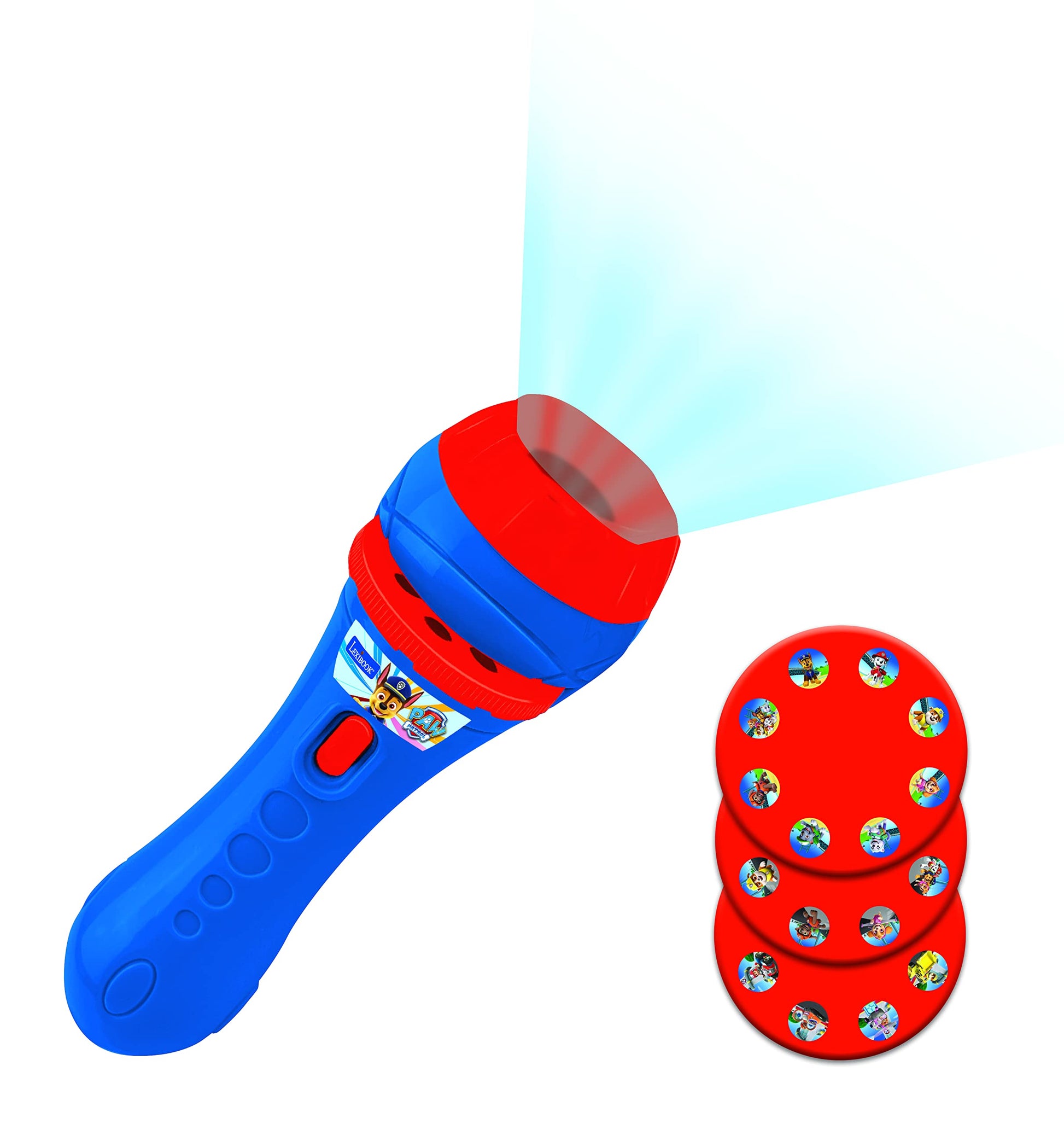 LEXiBOOK, Patrulla Canina, proyector de Historias, luz de antorcha y proyector con 3 Discos, 24 imágenes, CREA Tus propias Historias, LTC050PA
