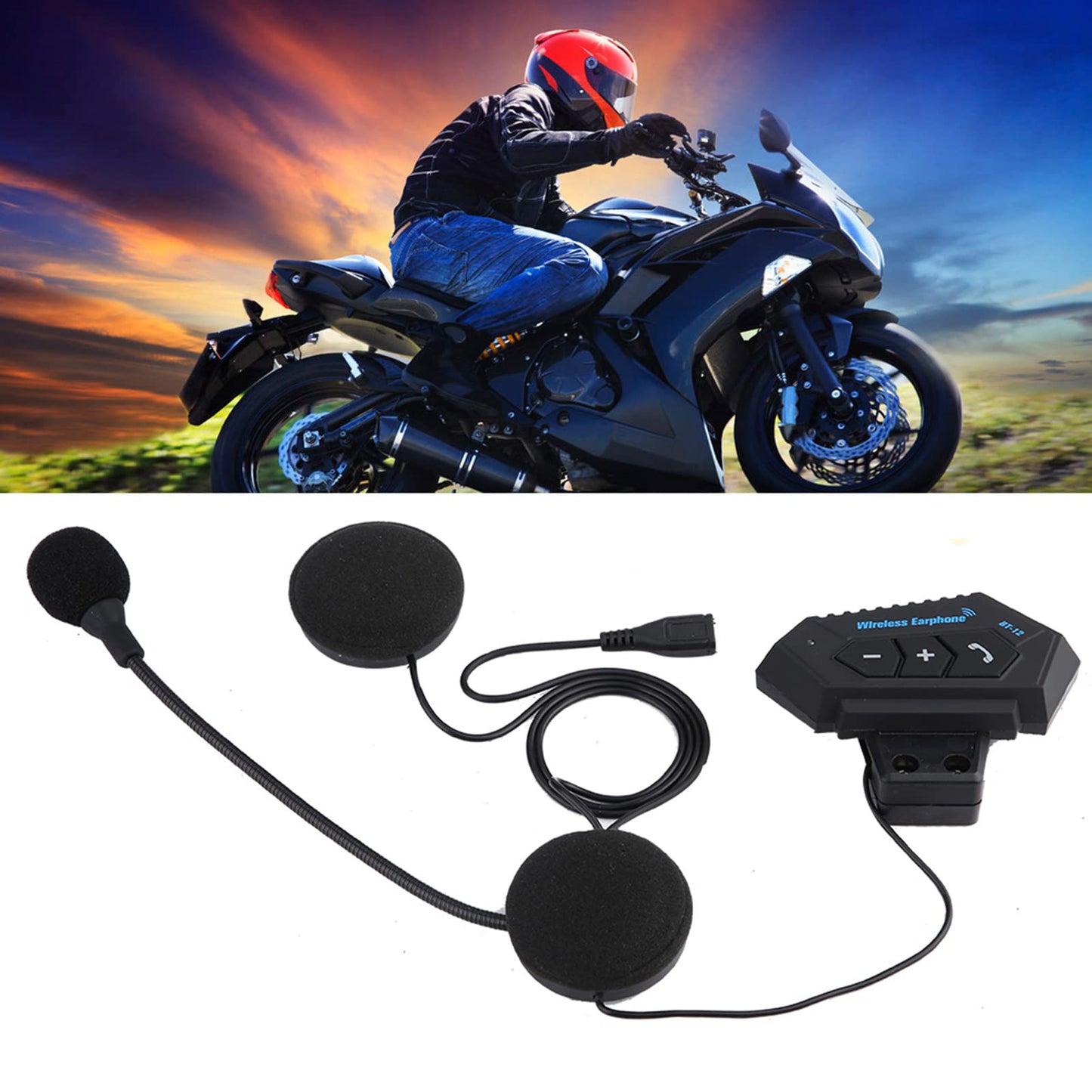 KIMISS Helmet Headphone, 1 par de Casco de Motocicleta BT Headset Auriculares Altavoces Soporte para Llamadas Manos Libres, Mensaje de Voz, Calidad de Sonido Genial