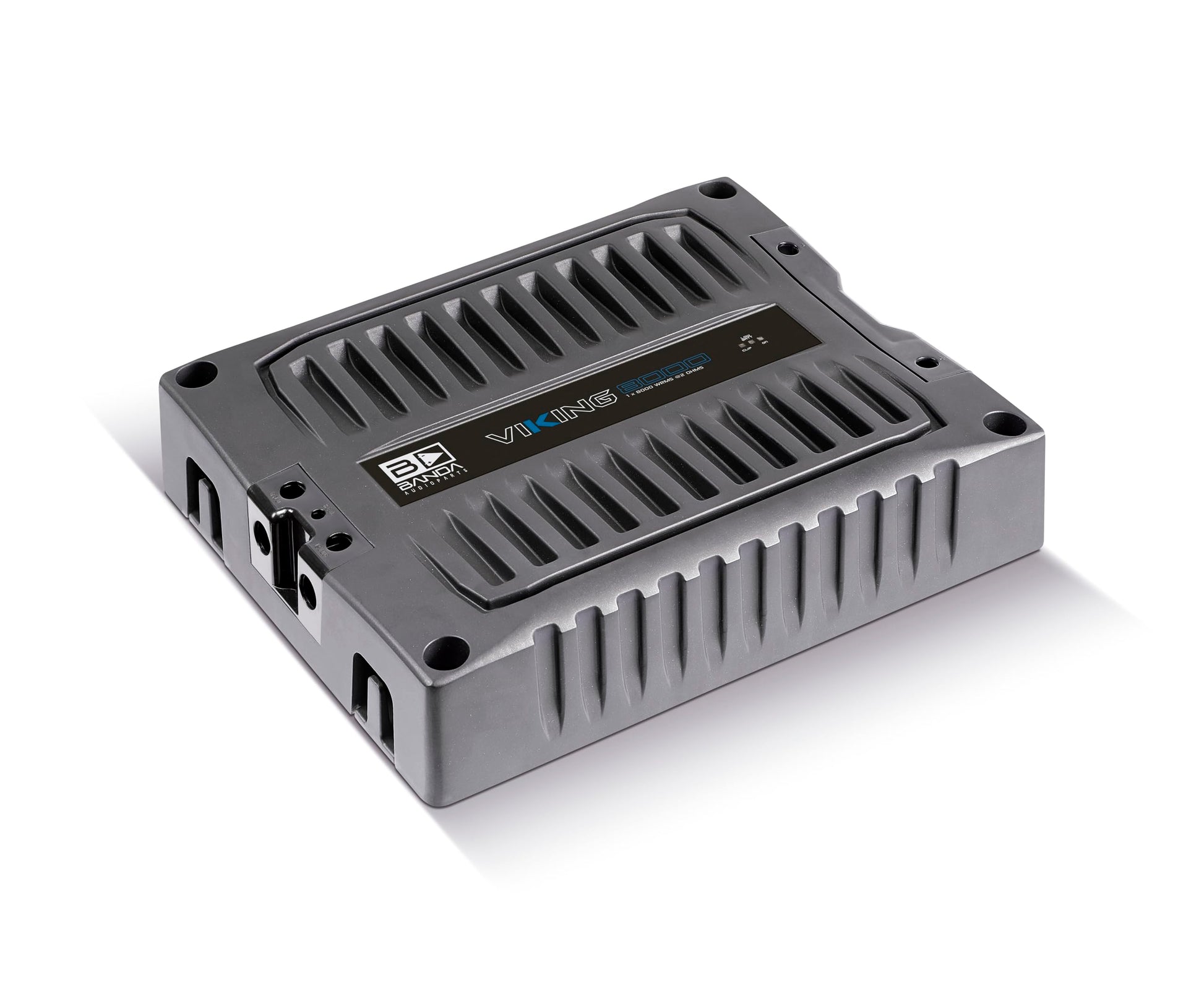 Banda VIK8000.2BK - Amplificador de Coche Altavoz de Audio de 2 ohmios, Rango Completo, Nuevo Viking 8000 vatios Rms, indicador LED de Sonido especializado chasis de Aluminio, Negro