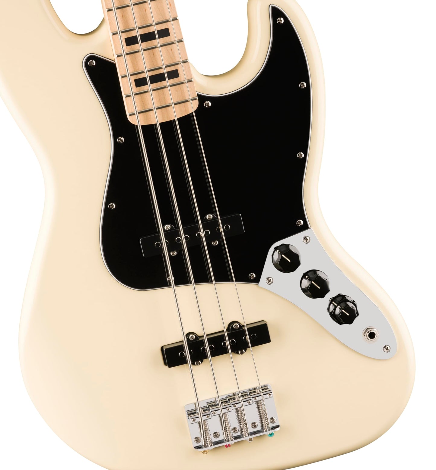 Affinity Series® Active Jazz Bass®, Maple Fingerboard, Black Pickguard, Olympic White