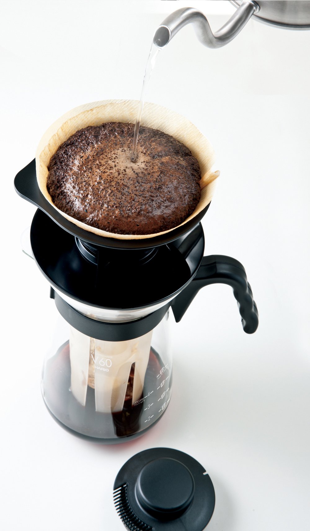 Hario V60"Fretta" Cafetera caliente y helada, 700 ml, color negro