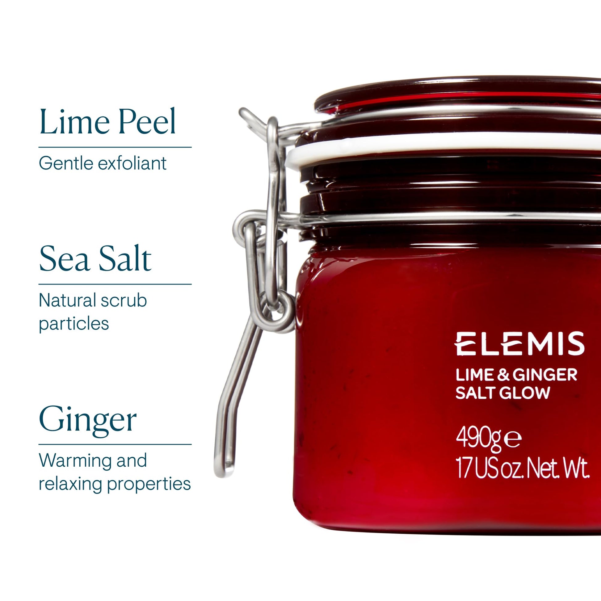 ELEMIS Lime and Ginger Salt Glow, Invigorating Salt Scrub, 17 Ounce, Pack of 1