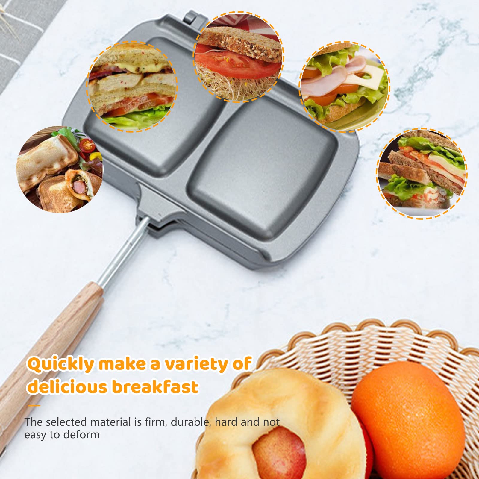 Sartén Antiadherente Con Mango Extraíble De Doble Cara Para Hornear Sándwiches, Tortillas, Frittatas, Tostadas Y Panqueques De Desayuno