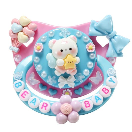 CutiePlusU - Chupete de silicona para adultos, tamaño grande, hecho a mano, pequeño osito de ángel
