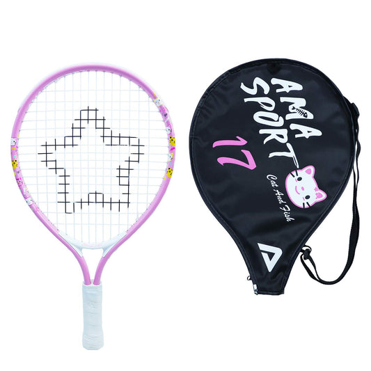 AMA SPORT - Raqueta de tenis para niños pequeños, kit de iniciación de 17 pulgadas, color rosa para niñas y niños pequeños con bolsa de correa para el hombro (rosa bebé, 17)