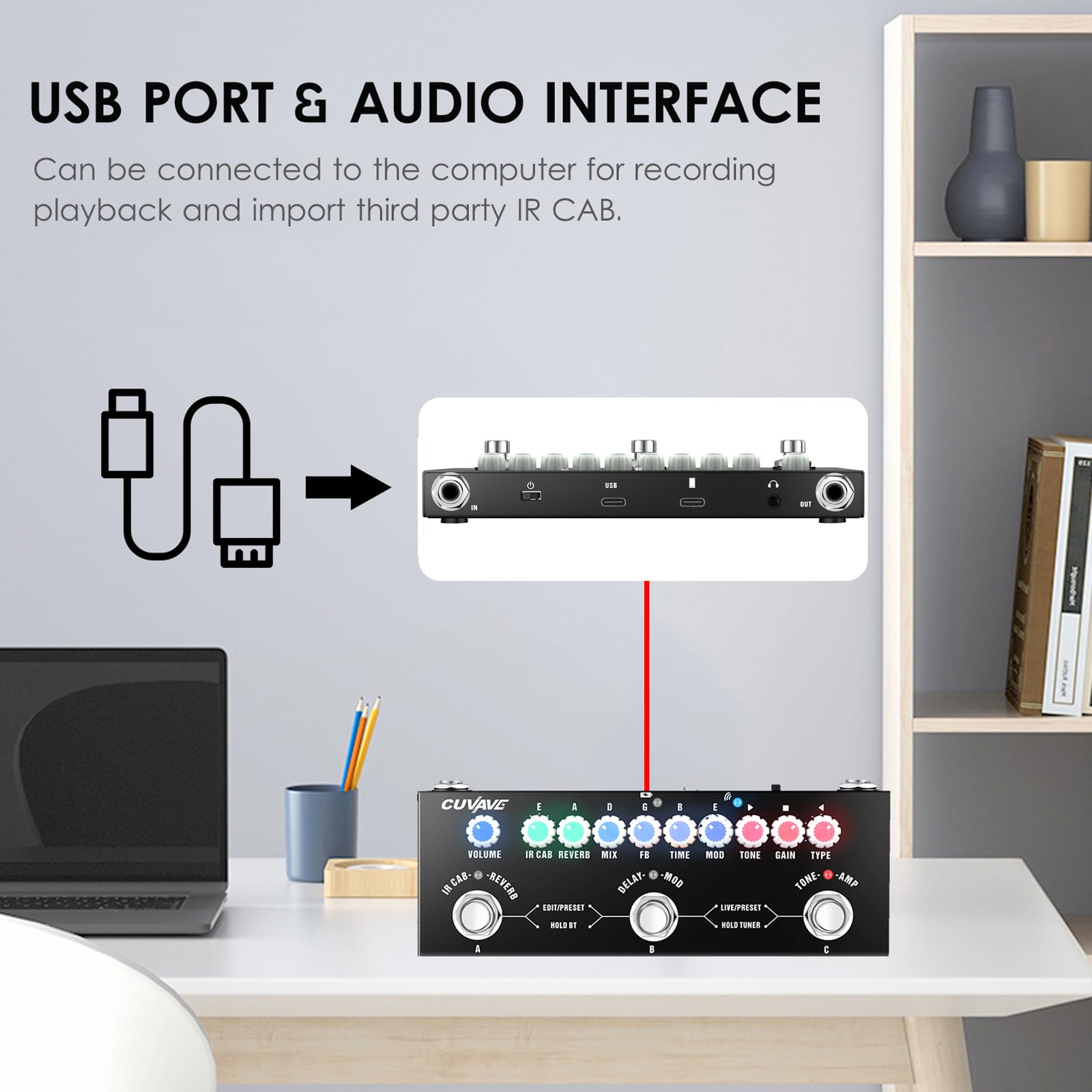 HUIOP CUVAVE CUBE BABY Pedal de efectos combinados para guitarra eléctrica multifuncional portátil con reproducción de música inalámbrica Grabación de teléfono Función de interfaz tipo C de audio,Peda