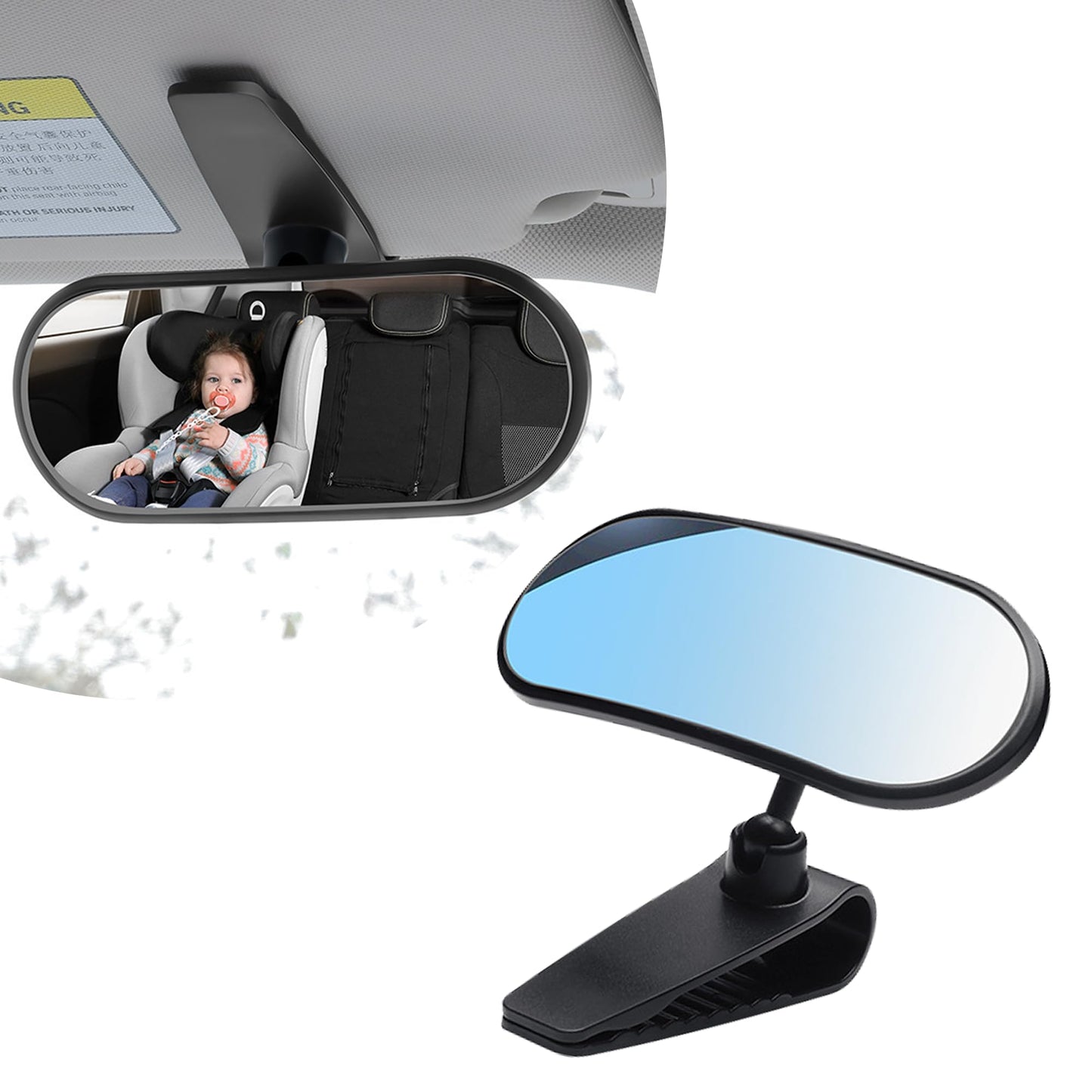 Gilovc - Espejo de coche para bebé, espejos retrovisores HD ajustables de 360° que proporcionan un amplio campo de visión y observación del asiento trasero, espejos convexos automáticos para bebé