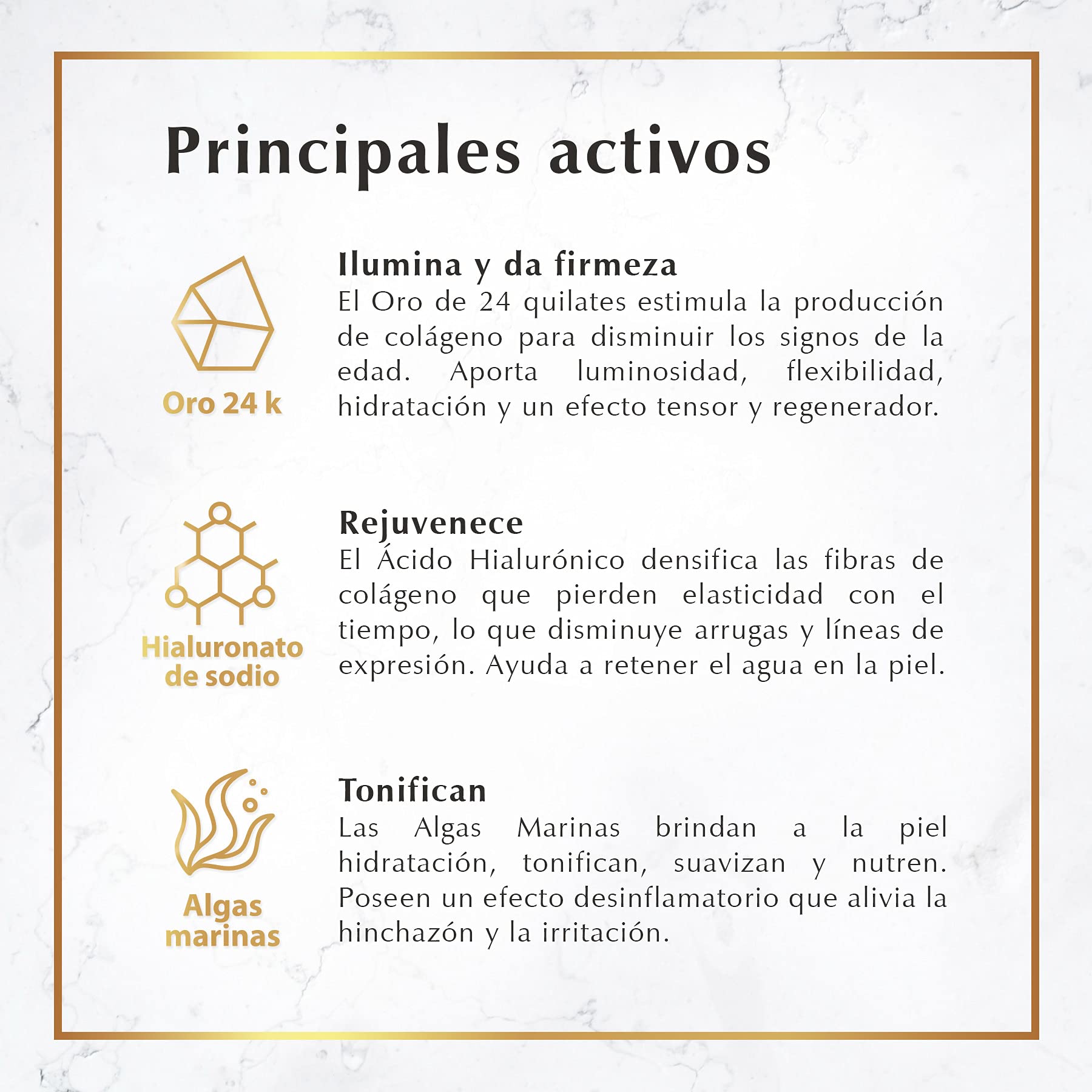 Sérum Oro Marie d'Argan, con Oro de 24K y Ácido Hialurónico, Antiedad, Antiarrugas, Hidratante, Tonifica, Todo Tipo de Piel